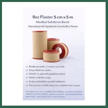 Vintessy Vıntessy Bez Flaster 5 cm x 5 M Medikal Sabitleme Bandı Hipoalerjenik Yapışkanlı Cerrahi Bez Flaster BZS01