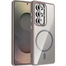 Acex Samsung Galaxy S25 Magsafe Uyumlu Şeffaf Manyetik Telefon Kılıfı Standlı Kamera Korumalı Darbeye Dayanıklı Premium Kapak Lens Hediyeli
