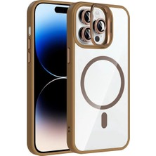 Acex iPhone 15 Pro Magsafe Uyumlu Şeffaf Manyetik Telefon Kılıfı Standlı Kamera Korumalı Darbeye Dayanıklı Premium Kapak Lens Hediyeli