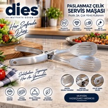 Dies Paslanmaz Çelik Delikli Servis Maşası – Salata, Et ve Izgara Servis Maşası - Maşa