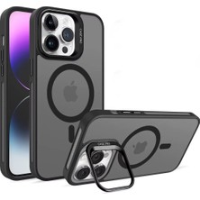Acex iPhone 16 Pro Max Uyumlu Magsafe Kılıf Mıknatıslı Standlı Darbeye Dayanıklı Mat Şeffaf Arka Kapak Lens Hediyeli