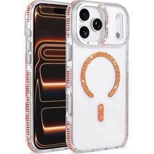 Acex iPhone 18 Pro Max Magsafe Uyumlu Taşlı Şeffaf Telefon Kılıfı – Simli Manyetik Halka, Kamera Korumalı, Darbeye Dayanıklı Şık Kapak