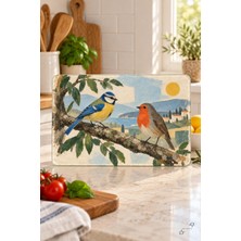 Kuş Figürleri — 25 × 35 cm Tekli Cam Kesme ve Servis Tahtası