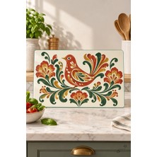 Kuş ve Çiçek — 25 × 35 cm Tekli Cam Kesme ve Servis Tahtası