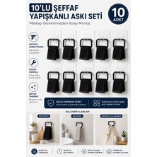 Elarque Süper Güçlü Şefaf Yapışkanlı Duvar Askısı 10 Adet – Matkap Gerektirmeden Ko