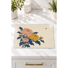 Krizantem ve Göçmen Kuş — 25 × 35 cm Tekli Cam Kesme ve Servis Tahtası