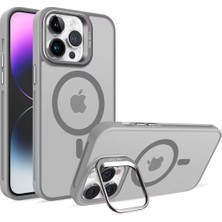 Acex iPhone 11 Uyumlu Magsafe Kılıf Mıknatıslı Standlı Darbeye Dayanıklı Mat Şeffaf Arka Kapak Lens Hediyeli
