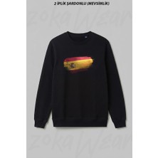 Zoka Wear Ispanya - Spain Bayragi Ön Baskılı Bisiklet Yaka Sweatshirt