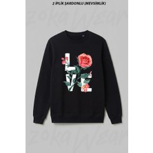 Zoka Wear Gullu Love Baskili Kisa Ön Baskılı Bisiklet Yaka Sweatshirt