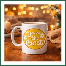 Vintessy Vıntessy You're The Best Yazılı Porselen Kupa Model 123 – Motive Edici Tasarım, Özel Hediye Fikri, Kahve & Çay Kupası BZS01