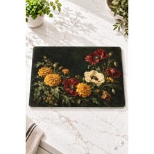 Kadife Çiçeği ve Gelincik — 25 × 35 cm Tekli Cam Kesme ve Servis Tahtası