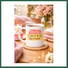 Vintessy Vıntessy You’re Limited Edition "sen Eşsizsin" Yazılı Porselen Kupa Model 152 – Motivasyon Temalı, Özel Tasarım Kahve & Çay Kupası BZS01