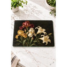 Iris ve Zambak — 25 × 35 cm Tekli Cam Kesme ve Servis Tahtası