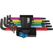 Wera 967/9 TX 9 Parça Renkli Tutma İşlevli TORX L-Anahtar Seti Siyah Kaplama Profesyonel Kalite 05024179001