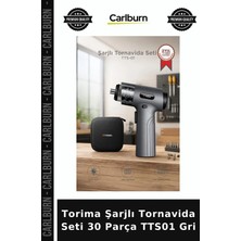 Carlburn Premium Torima Şarjlı Tornavida Seti 30 Parça TTS01 Gri Atölye Aleti Donanım El Aletleri