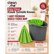 Elarque Klasik Temizlik Kovası + 1 Adet Yeşil Yedek Mop