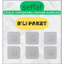 Elarque Şeffaf Yapışkanlı Mutfak Banyo Duş Kancalı Askı