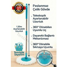 Elarque Tekerlekli Taşıma Saplı Comfort Mop Temizlik Seti 3 Yedek
