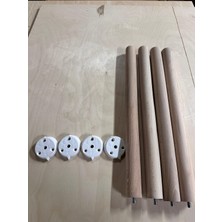 Kechy Concept Ahşap Kayın Sehpa Ayağı 45 cm - 4 Adet Sehpa Ayak Aparatı ve Bağlantı Tablası Seti