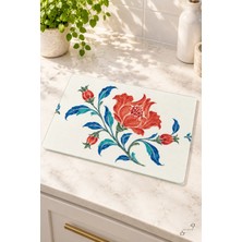 Nar Çiçeği Dalı — 25 × 35 cm Tekli Cam Kesme ve Servis Tahtası