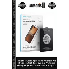 Armoris Telefon Camı Açık Hava Kuzoom Ar iPhone 17/16 Pro Uyumlu Yansıma Önleyici Şeffaf Cam Ekran Koruyucu
