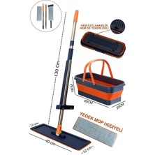 Elarque Katlanabilir Tekerlekli Mop Seti Yedek Başlıklı 130 cm Saplı