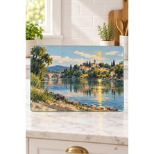 Nehir Manzarası — 25 × 35 cm Tekli Cam Kesme ve Servis Tahtası