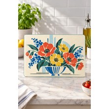 Çiçek Buketi — 25 × 35 cm Tekli Cam Kesme ve Servis Tahtası