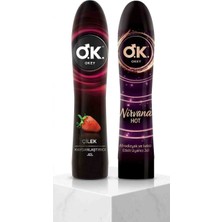 Okey Çilek Kayganlaştırıcı Jel 100 ml + Okey Nirvana Hot Afrodizyak ve Isıtıcı Etkili Uyarıcı Jel 100 ml