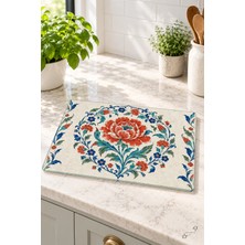 Şakayık Madalyonu — 25 × 35 cm Tekli Cam Kesme ve Servis Tahtası