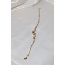Xuping Jewelry Xupıng Jewelry 14K Altın Kaplama Zirkon Taşlı Mini Kalp Detaylı Bileklik