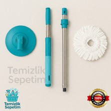 Elarque Sıkma Sistemli Döner Başlıklı Pratik Temizlik Seti (3 Adet Başlık)