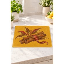 Tarçın ve Yaprak — 25 × 35 cm Tekli Cam Kesme ve Servis Tahtası