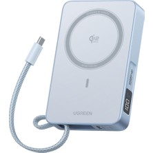 Ugreen Magflow 10.000 Mah 25W Qi2 Magnetik Wireless Usb-C Dahili Kablolu Hızlı Şarj Powerbank, 65958B