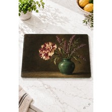 Karanfil ve Lavanta — 25 × 35 cm Tekli Cam Kesme ve Servis Tahtası