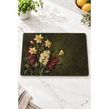 Nergis ve Sümbül — 25 × 35 cm Tekli Cam Kesme ve Servis Tahtası