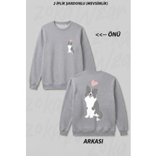 Zoka Wear Love Blue Border Collie Ön Arka Baskılı Bisiklet Yaka Sweatshirt