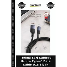 Carlburn Torima Şarj Kablosu USB To Type-C Data Kablo U18 Siyah Dijital Araç Günlük Ihtiyaç Elektronik Parça