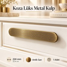 Badem10 Koza Metal Antik Sarı Mobilya Kulpu 224 mm 22.4 cm Çekmece Dolap Kapak Kulp Lüks Dekoratif Kulp