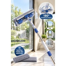 Elarque Teleskopik Cam Silme Mopu 180° Döner Başlıklı Mikrofiber Bezli
