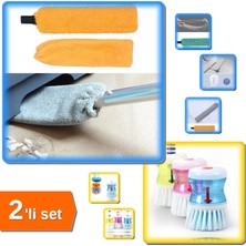 Elarque Deterjan Hazneli Bulaşık Fırçası Sapsız Mikrofiber Başlıklı Temizlik Mopu 2