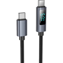 Karler  X112 1m 60W Dijital Ekranlı Type-C To Type-C Pd Şarj ve Data Kablosu - Siyah