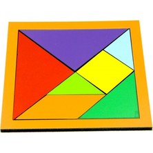 Giftölye Ahşap Renkli Tangram 14 x 14 cm Eğitici Oyun Parçaları ile Zeka Geliştirici