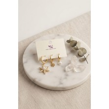 Onba Pirinç Gold Renk Kar Tanesi Model Kadın Küpe Seti 5886 - OB3408-6296