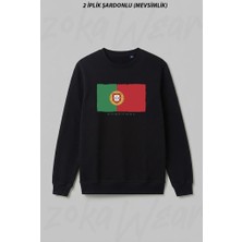 Zoka Wear Portekiz Ulke Bayrakli Ön Baskılı Bisiklet Yaka Sweatshirt