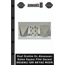 Armoris Özel Üretim Ev Aksesuarı Salon Eşyası Film Gecesi Desenli Gri Beyaz Mısır