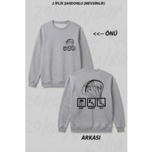 Zoka Wear Yamac Parasutu 5 Ön Arka Baskılı Bisiklet Yaka Sweatshirt