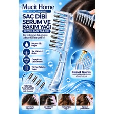 Mucit Home Serum Uygulama Tarağı Metal Uçlu Hazneli Saç Dibi Serum Tarağı Şeffaf Pembe