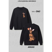 Zoka Wear Love Chocolate Tan Miniature Pinscher Dog Ön Arka Baskılı Bisiklet Yaka Sweatshirt