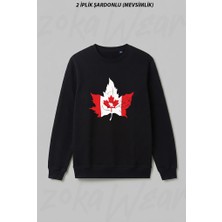 Zoka Wear Kanada Ulke Bayrak Tasarim Ön Baskılı Bisiklet Yaka Sweatshirt
